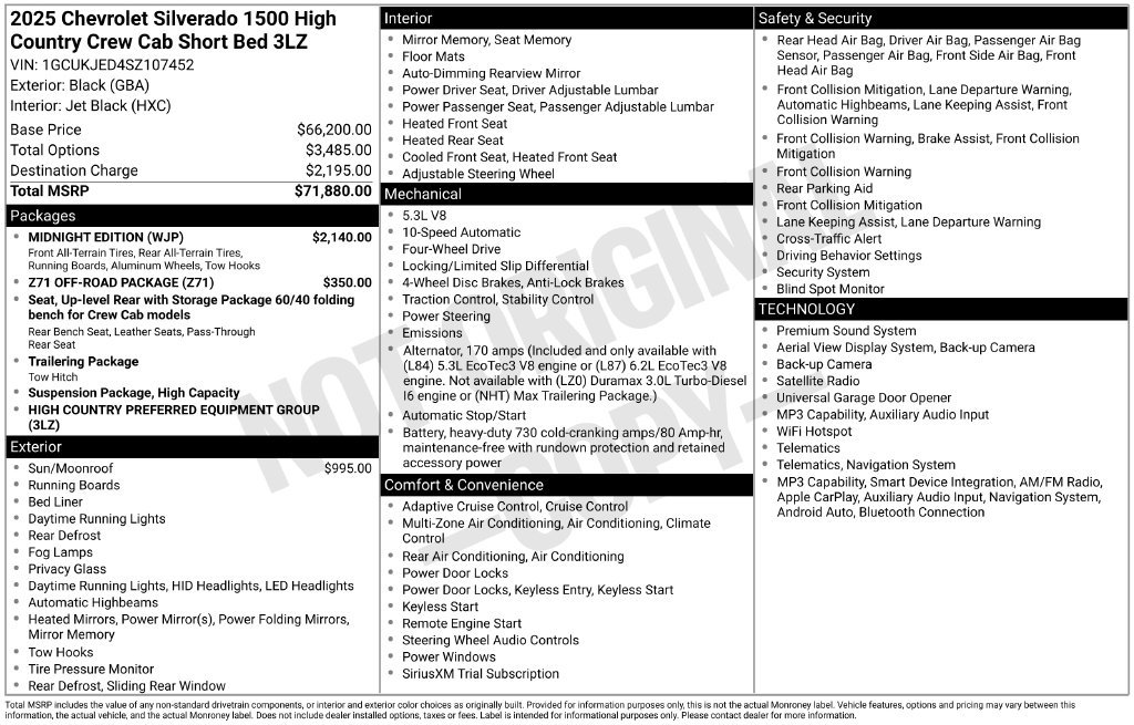 Used 2025 Chevrolet Silverado 1500 High Country w/ Midnight Edition AWD/4WD image 39