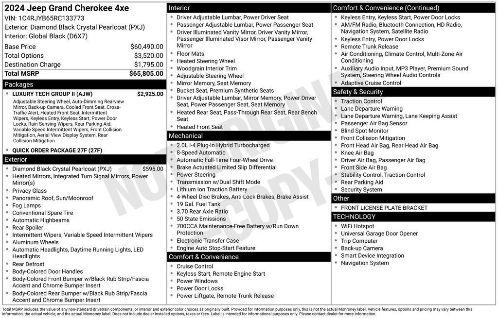 New 2024 Jeep Grand Cherokee Limited 4xe w/ Luxury Tech Group II AWD/4WD image 6
