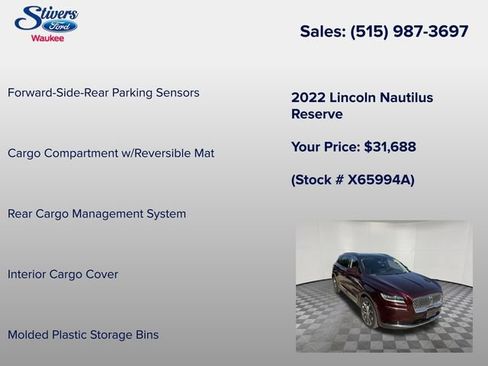 Certified 2022 Lincoln Nautilus Reserve FWD image 32