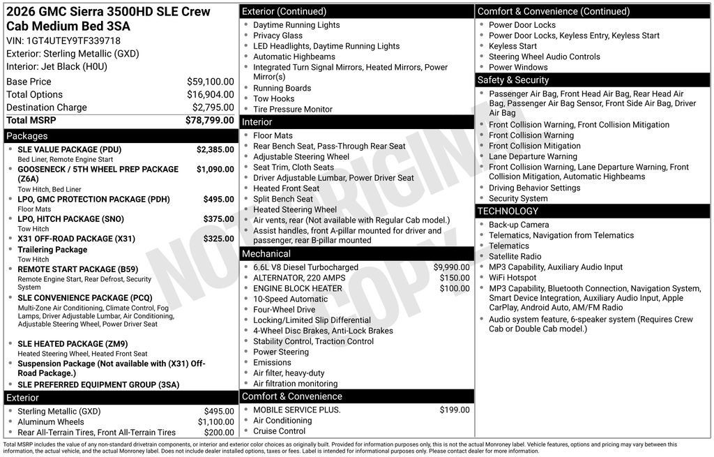 New 2026 GMC Sierra 3500 SLE w/ SLE Value Package AWD/4WD image 18