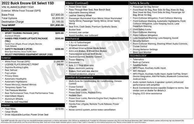 Used 2022 Buick Encore GX Select w/ Sport Touring Package AWD/4WD image 33