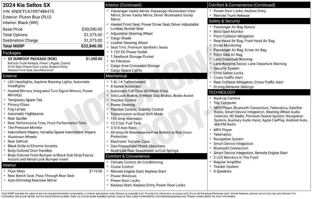 Used 2024 Kia Seltos SX w/ SX Sunroof Package AWD/4WD image 10