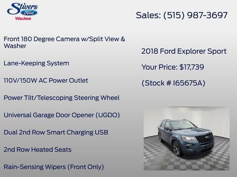 Used 2018 Ford Explorer Sport w/ Equipment Group 401A AWD/4WD image 29