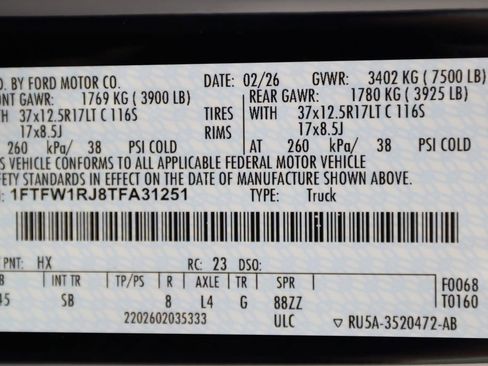 Used 2026 Ford F150 Raptor w/ Equipment Group 803A Raptor R image 59