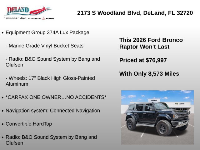 Used 2026 Ford Bronco Raptor w/ Interior Carbon Fiber Pack AWD/4WD image 7