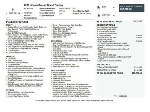 Used 2025 Lincoln Corsair Grand Touring w/ Towing Package AWD/4WD image 45