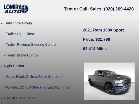 Used 2021 RAM 1500 Sport w/ Trailer Tow Group AWD/4WD image 14