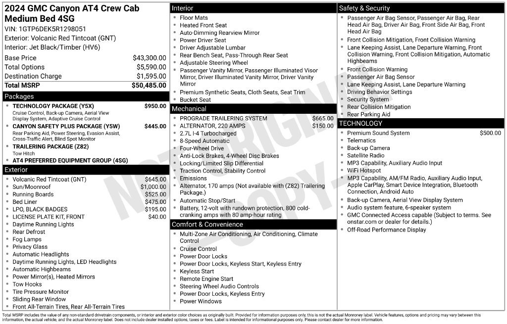 Used 2024 GMC Canyon AT4 w/ Technology Package AWD/4WD image 36