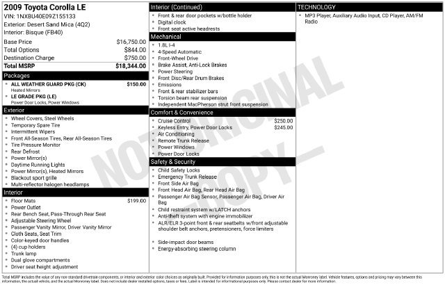 Used 2009 Toyota Corolla LE w/ All Weather Guard Pkg FWD image 31