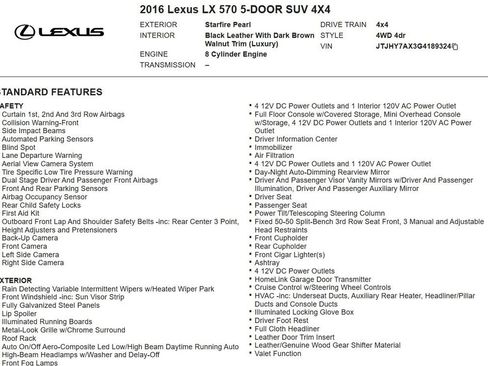 Used 2016 Lexus LX 570 4WD w/ Luxury Package image 15