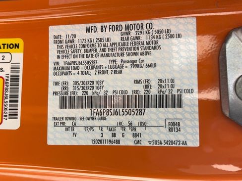 Certified 2020 Ford Mustang Shelby GT500 w/ Technology Package image 9