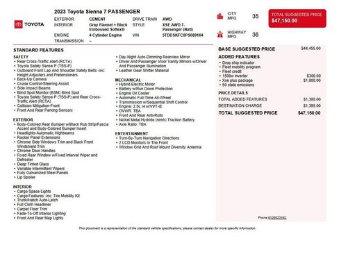 Used 2023 Toyota Sienna XSE image 45