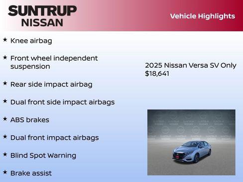 New 2025 Nissan Versa SV w/ Trunk Package image 16