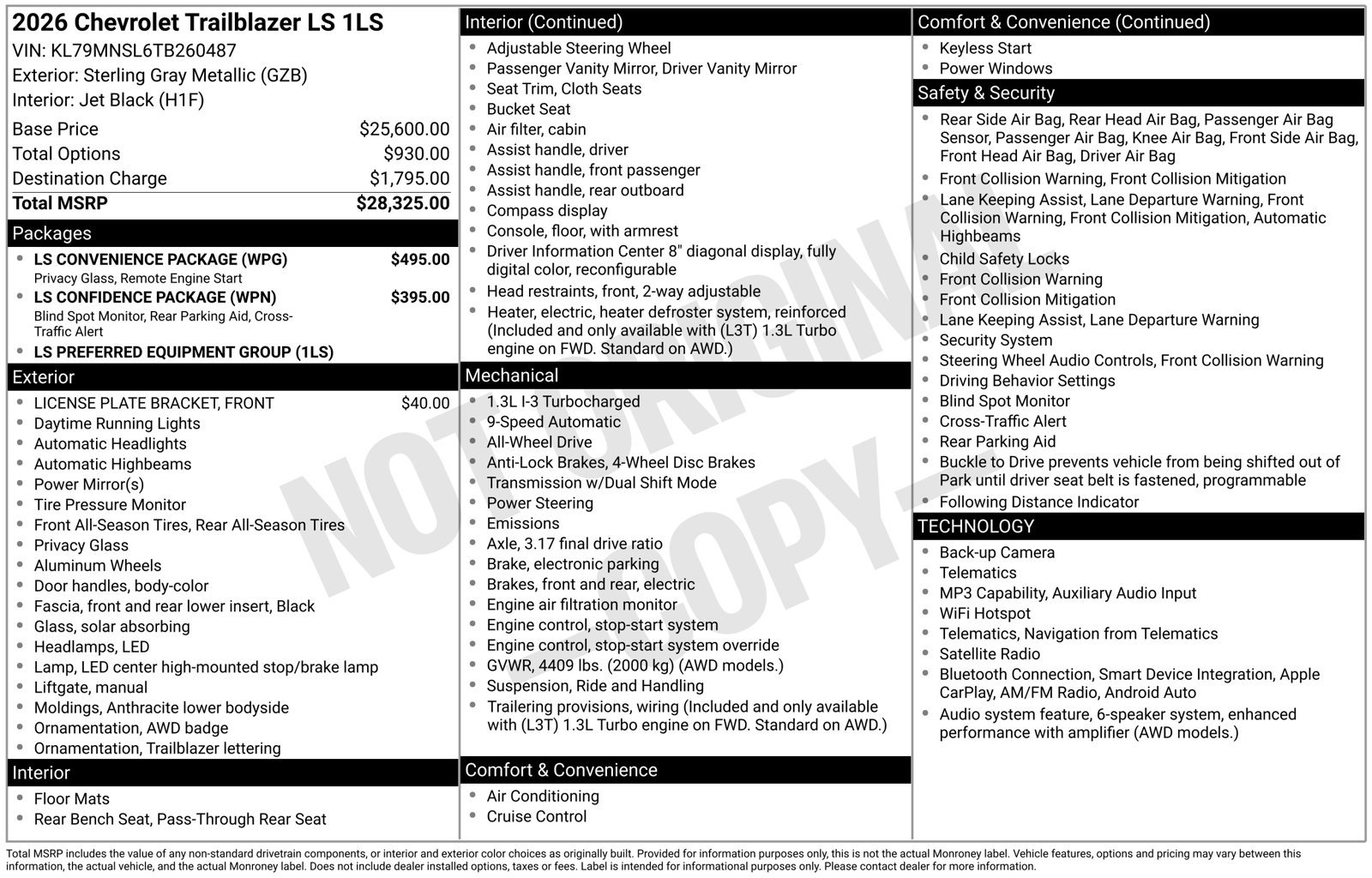 New 2026 Chevrolet TrailBlazer LS w/ LS Convenience Package AWD/4WD image 5
