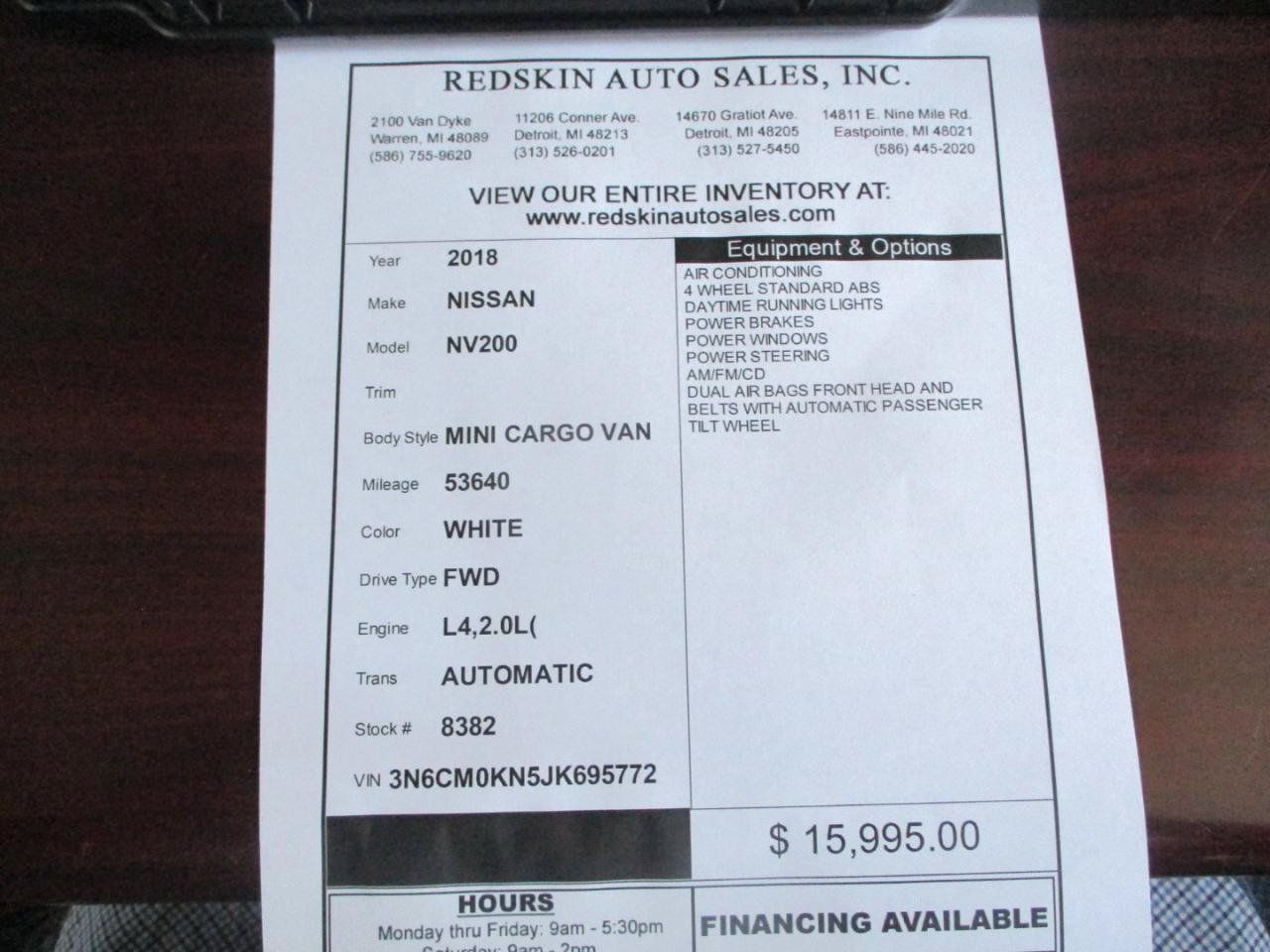 Used 2018 Nissan NV200 SV w/ Navigation Package FWD image 12