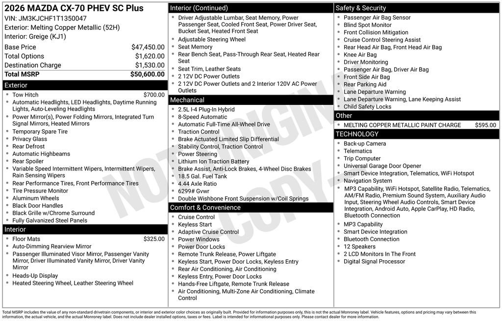 New 2026 MAZDA CX-70 SC Plus AWD/4WD image 2