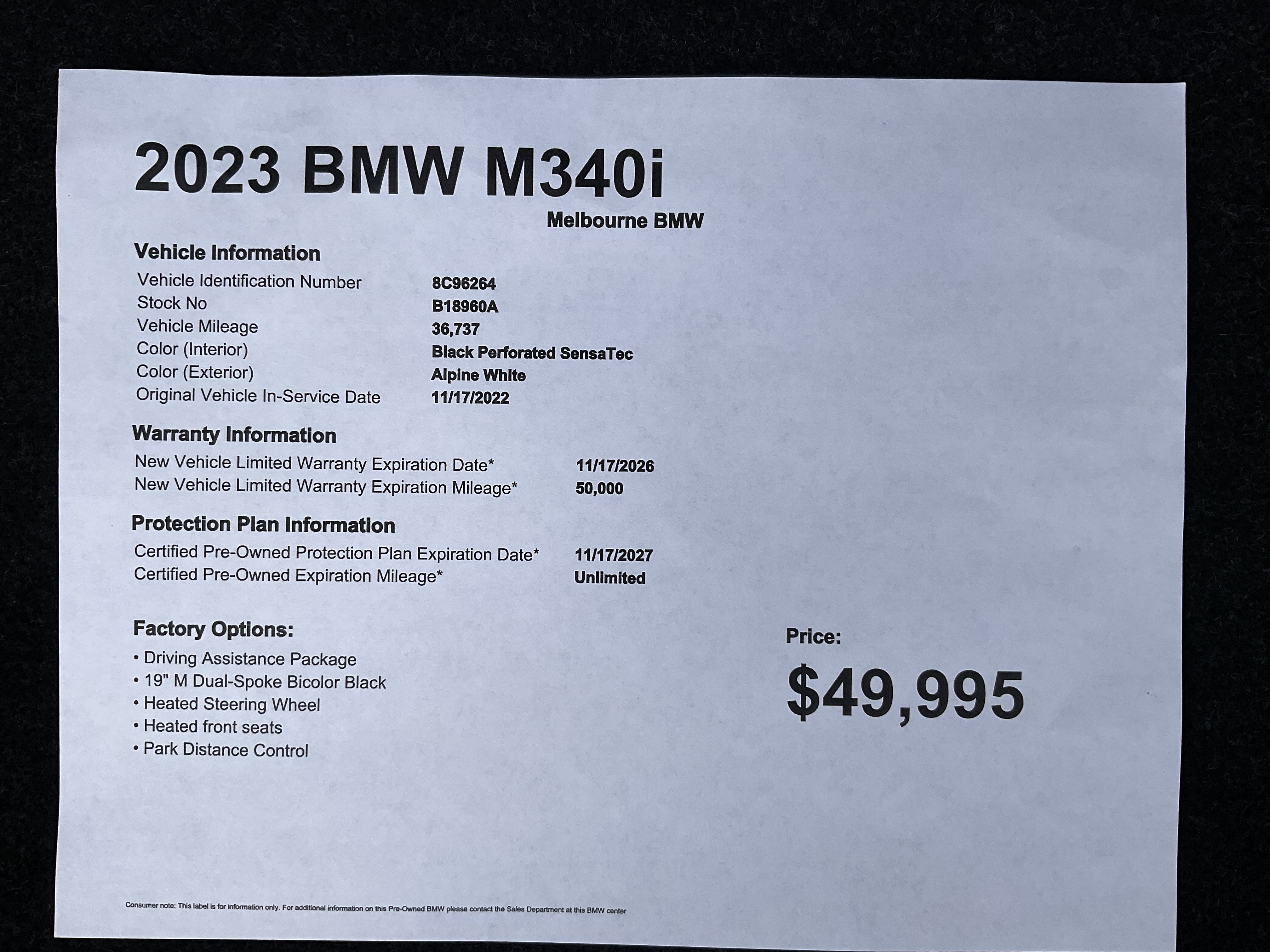 Certified 2023 BMW M340i w/ Driving Assistance Package RWD image 36