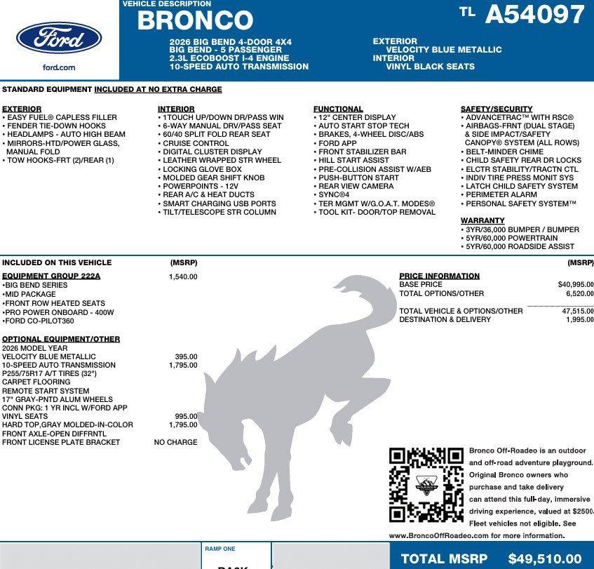 New 2026 Ford Bronco Big Bend AWD/4WD image 2