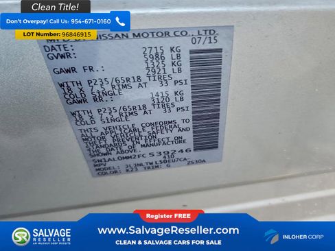 Used 2015 INFINITI QX60 AWD w/ Premium Plus Package image 16