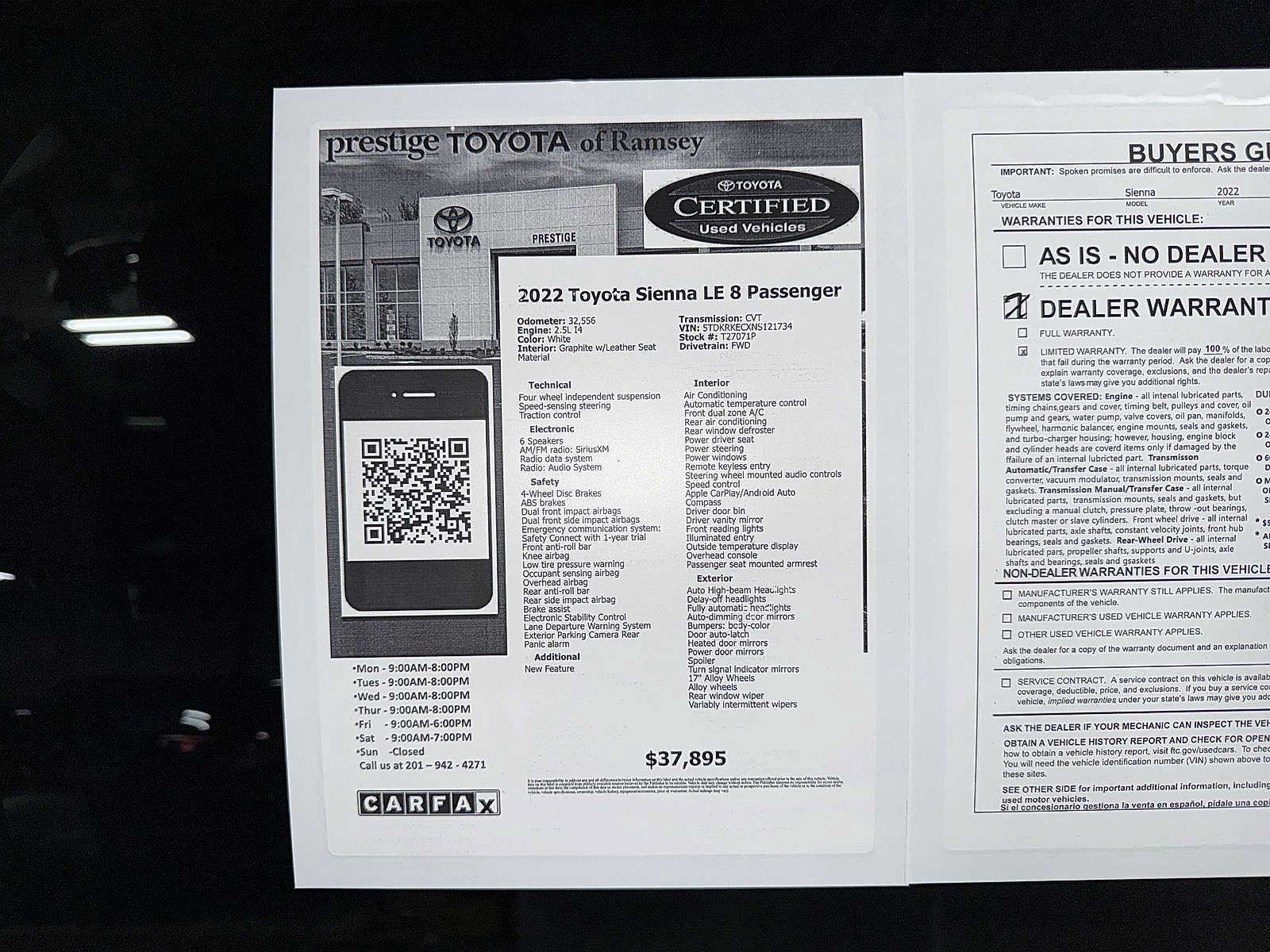 Certified 2022 Toyota Sienna LE FWD image 13