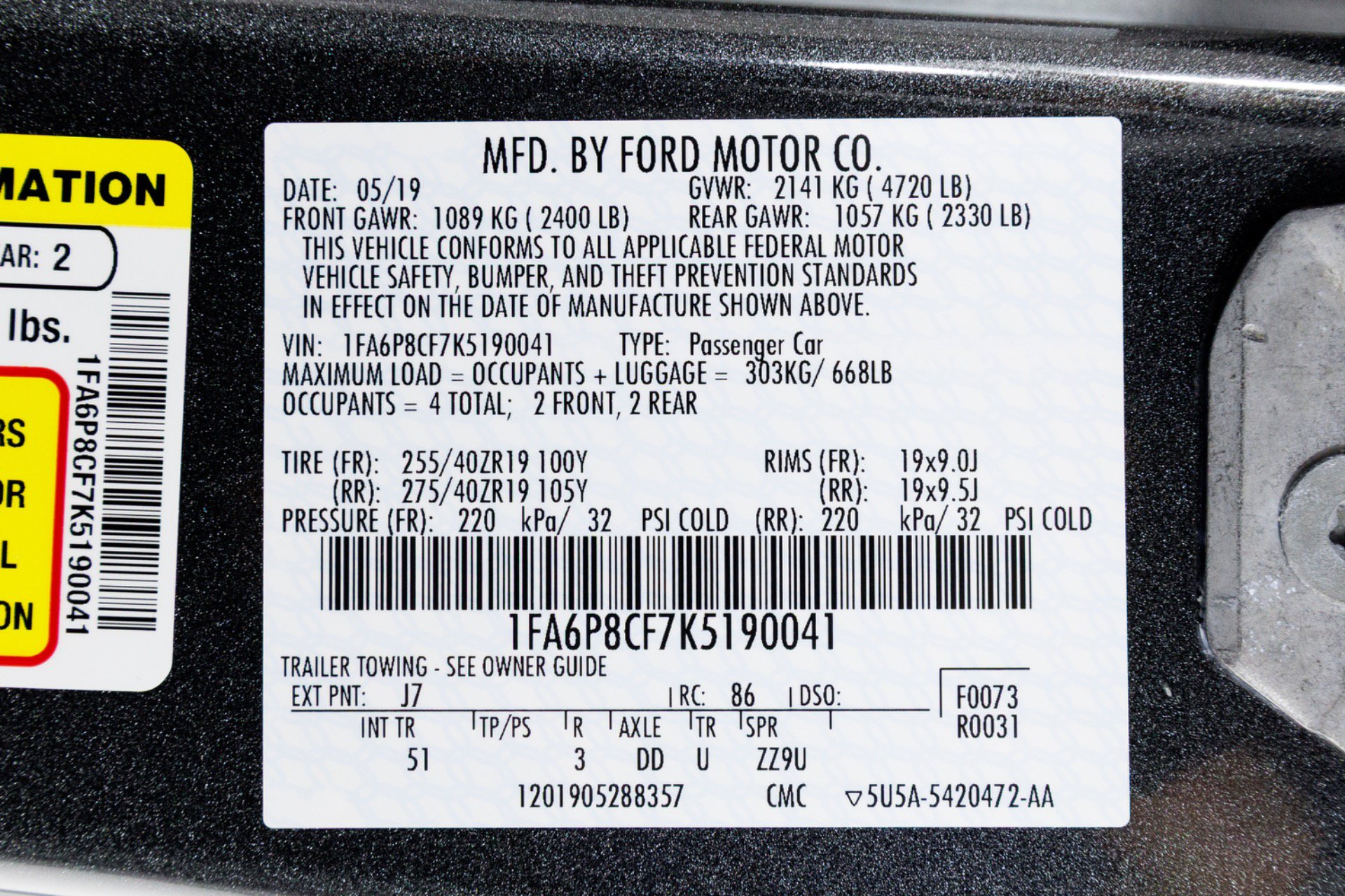 Used 2019 Ford Mustang GT Premium w/ GT Performance Package RWD image 84