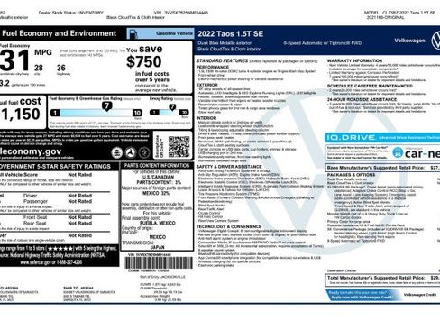 Used 2022 Volkswagen Taos SE w/ IQ.Drive SE Package FWD image 3
