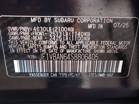 New 2025 Subaru WRX Limited w/ Popular Package #2A image 24