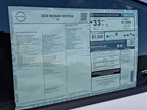 New 2026 Nissan Sentra SV w/ SV Convenience Package FWD image 5