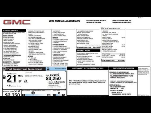 Used 2026 GMC Acadia Elevation w/ Elevation Premium Package AWD/4WD image 3