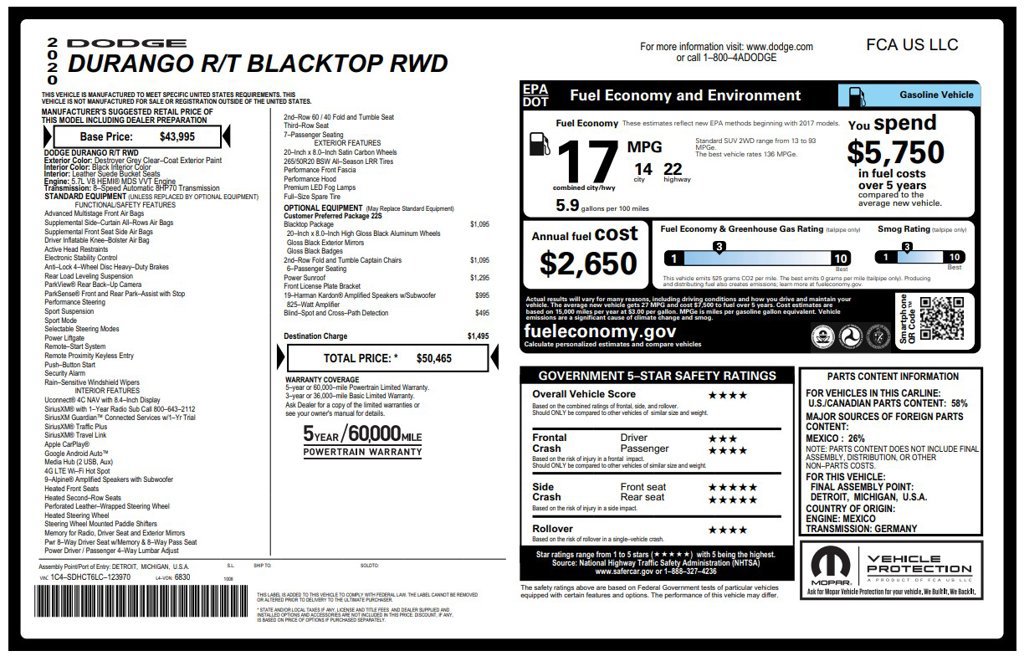 Used 2020 Dodge Durango R/T w/ Blacktop Package RWD image 4
