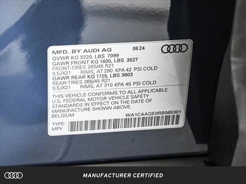 Certified 2024 Audi Q8 e-tron Premium Plus w/ Premium Plus Package AWD/4WD image 1