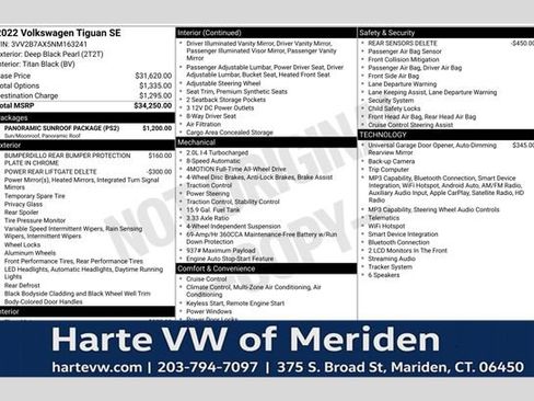 Used 2022 Volkswagen Tiguan SE w/ Panoramic Sunroof Package AWD/4WD image 1