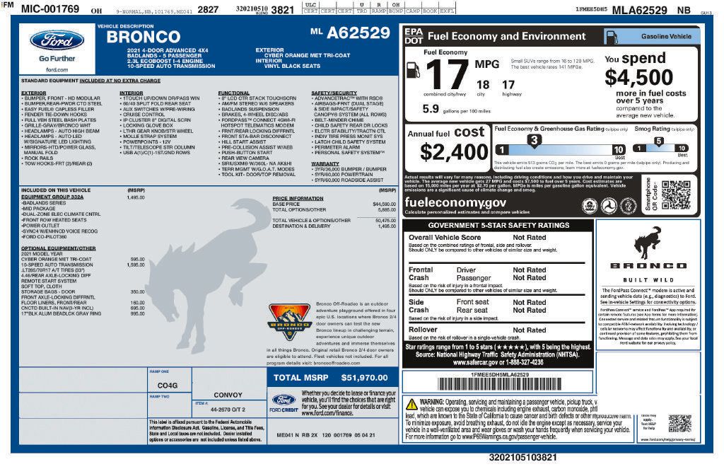 Used 2021 Ford Bronco Badlands AWD/4WD image 3