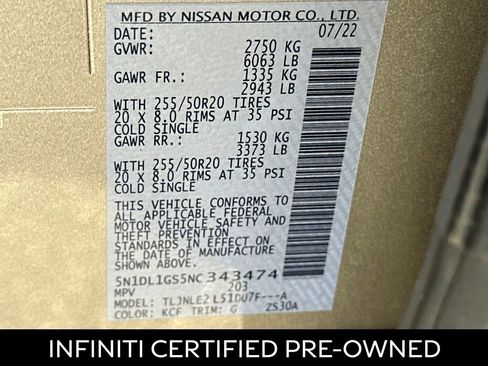 Certified 2022 INFINITI QX60 Sensory w/ Vision Package image 29