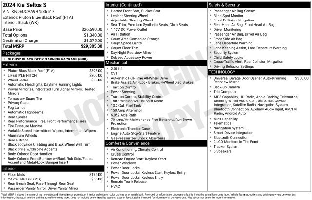 Certified 2024 Kia Seltos S AWD/4WD image 34
