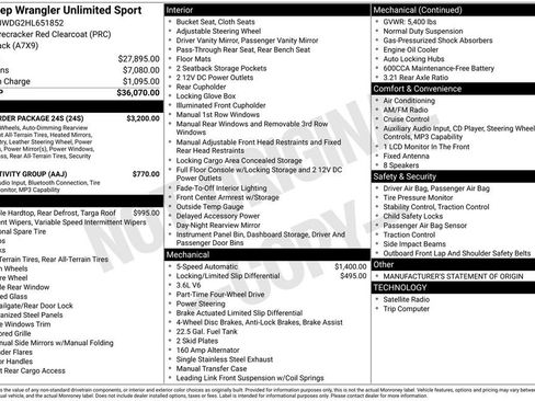 Used 2017 Jeep Wrangler Unlimited Sport w/ Quick Order Package 24S image 6