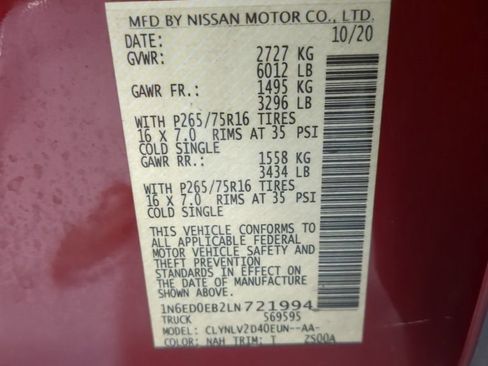 Used 2020 Nissan Frontier PRO-4X w/ Pro-4x Utility Package AWD/4WD image 17