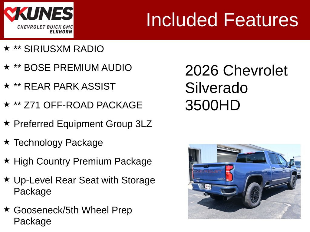 Used 2026 Chevrolet Silverado 3500 High Country w/ High Country Premium Package AWD/4WD image 3