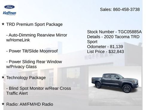 Used 2020 Toyota Tacoma TRD Sport w/ TRD Premium Sport Package AWD/4WD image 10