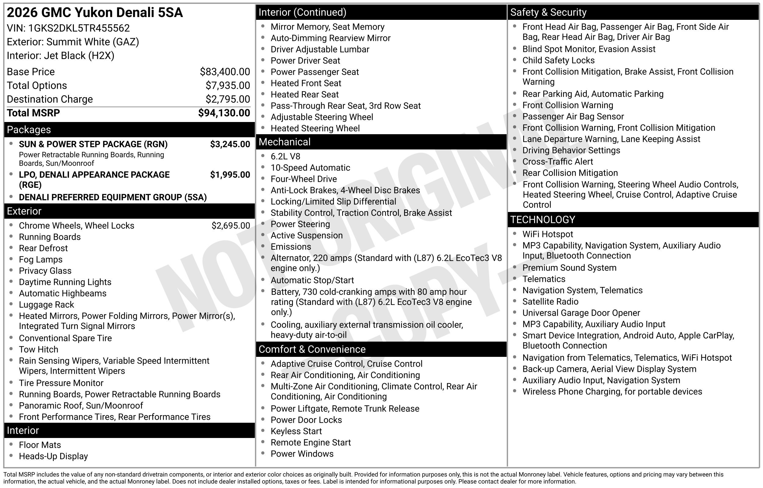 New 2026 GMC Yukon Denali w/ Sun & Power Step Package AWD/4WD image 49