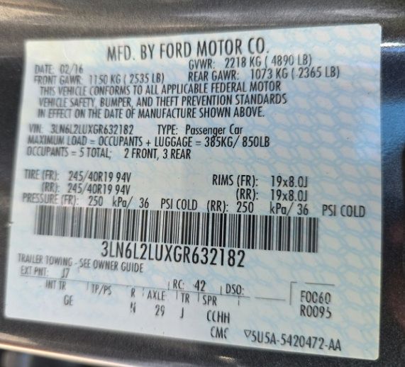 Used 2016 Lincoln MKZ Hybrid w/ Equipment Group 600A Reserve FWD image 13