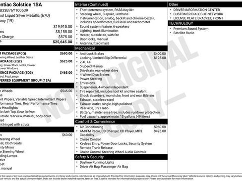 Used 2006 Pontiac Solstice Convertible w/ Premium Package RWD image 2