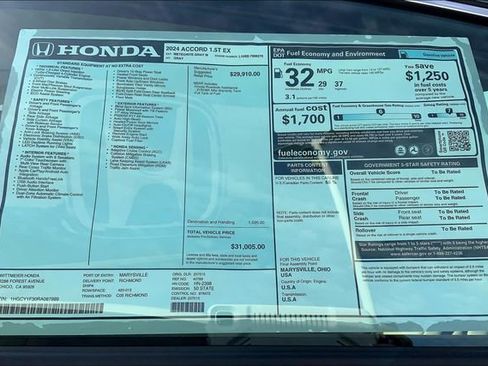 New 2024 Honda Accord EX image 13