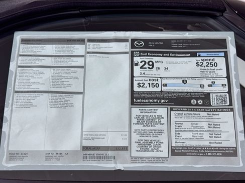 New 2026 MAZDA MX-5 Miata Sport w/ Interior Package RWD image 17