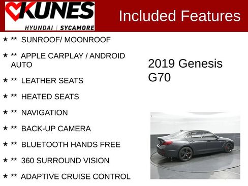 Used 2019 Genesis G70 3.3T Advanced w/ Sport Package AWD/4WD image 2