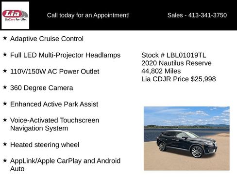 Used 2020 Lincoln Nautilus Reserve w/ Equipment Group 202A AWD/4WD image 26