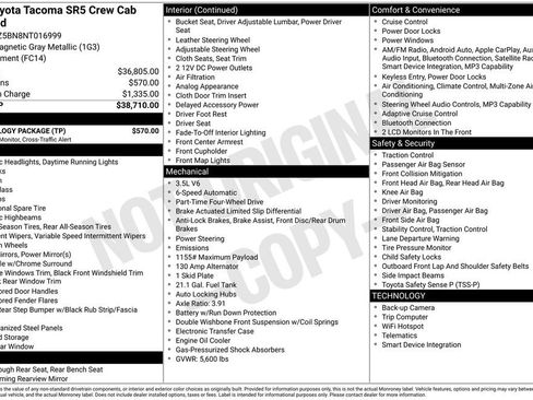 Used 2022 Toyota Tacoma SR5 w/ Technology Package AWD/4WD image 7