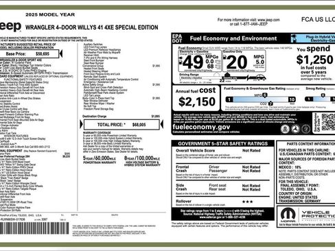 Certified 2025 Jeep Wrangler Unlimited Sport S 4xe AWD/4WD image 7