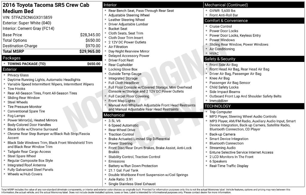 Used 2016 Toyota Tacoma SR5 w/ Towing Package RWD image 36