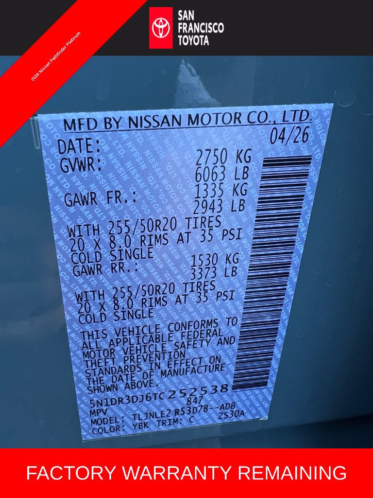 Used 2026 Nissan Pathfinder Platinum w/ Cargo Package AWD/4WD image 43